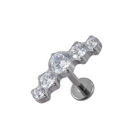 Titanium dekorative labret - hvide zirkoner - TGW-079 1.2/8