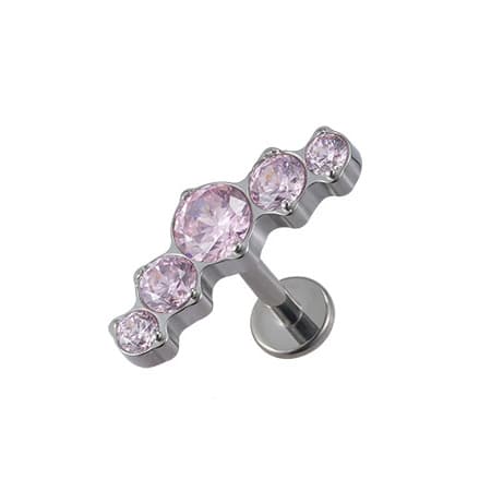 Titaani koristeellinen labret - vaaleanpunainen zirkoni - TGW-079 1.2/8