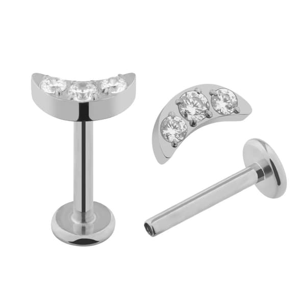 Titaaninen labret-kuu - valkoiset zirkonit - TGW-085 1,2/8