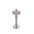 Miniatyrbillede 1 af 2: Titanium labret kryds - pink zirkoner - TGW-086 1,2/8