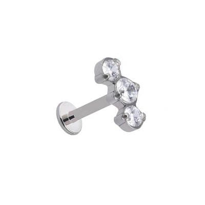 Titaani hopea labret - valkoiset zirkonit - TGW-087 1,2/8