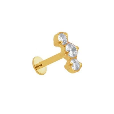 Titaanikullainen labret - valkoiset zirkonit - TGW-087 1.2/6