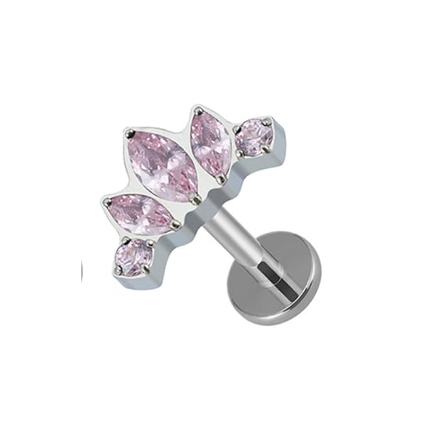 Titaani hopea labret - vaaleanpunaiset zirkonia - TGW-088 1.2/8