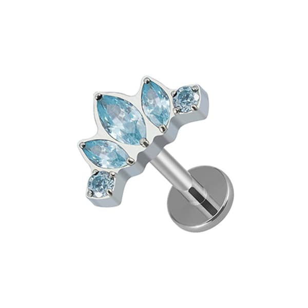 Titaani hopea labret - siniset zirkonit - TGW-088 1.2/6