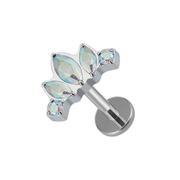 Titan silver labret - opaliserande zirkoner - TGW-088 1.2/8