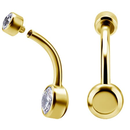 Titanium Navel Ring Gold - valkoinen Premium Zirkonia - TPP-031 1,6/8