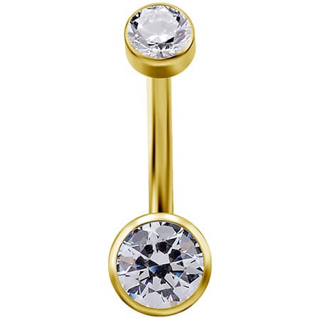 Navelring i titan guld - vit Premium Zirconia - TPP-031 1,6/10