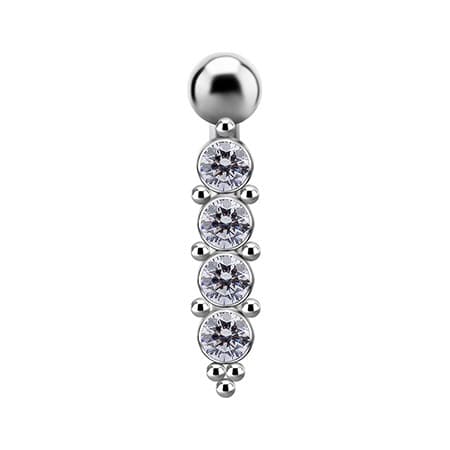 Navelring i titan - Premium Zirconia White - TPP-033 1.6/10