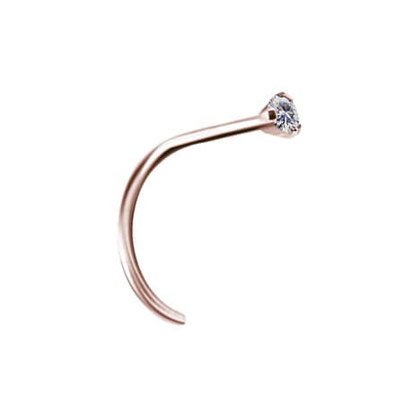 Premium Zirkonia Titanium Nose Stud Rose Gold ja valkoinen Cubic Zirkonia - TN-018 1.0/6.5/2