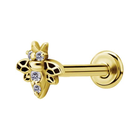 Labret Gold Bee valkoisella premium-zirkonialla - LGW-025 1.2/6