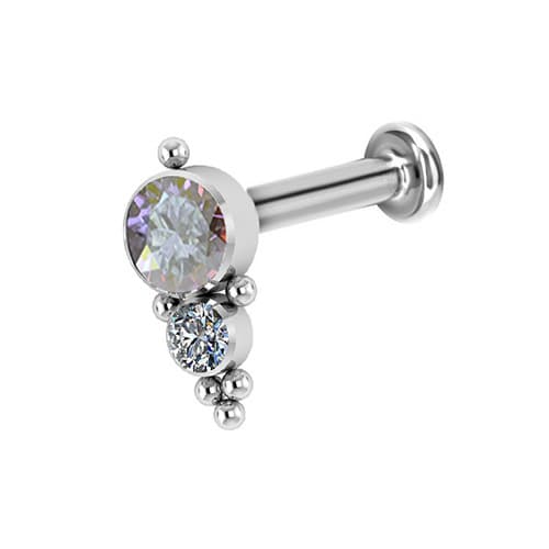 Titaaninen koristeellinen labret - Premium Zirkonia - värillinen - TGW-071 1.2/6