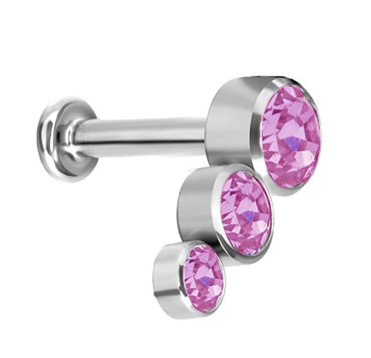 Titan dekorativt labret - rosa zirconia - TGW-062 1.2/6