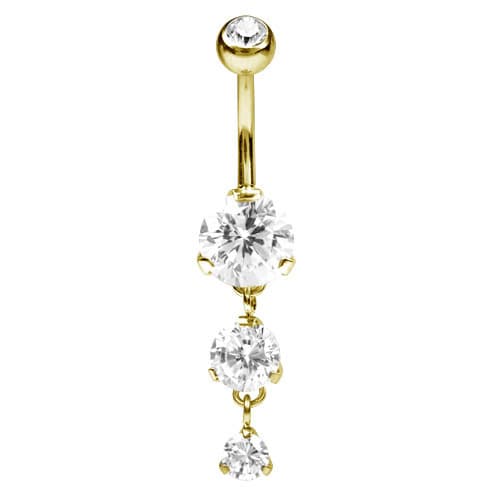 Guld navelring med vita zirkoner - KP-042 1,6/8