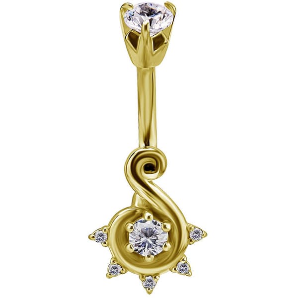 Guld navelring med vita zirkoner - KP-031 1,6/10
