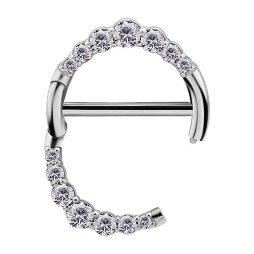 Sølv nippelring med hvide zirkoner - PREMIUM ZIRCON - S-012 1.6/16