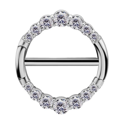 Hopeinen nipparengas valkoisilla zirkoneilla - PREMIUM ZIRCON - S-012 1.6/16