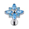 Miniatyrbillede 1 af 2: Titanium labret sølv blomst med blå zirkoner - TGW-106 1.2/6