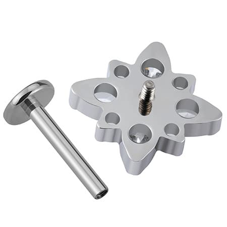 Titanium labret sølv blomst med opal zirkoner - TGW-106 1.2/6