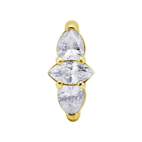 Clicker navelring guld med vita zirkoner - CoCr NF- KP-010 1.6/8