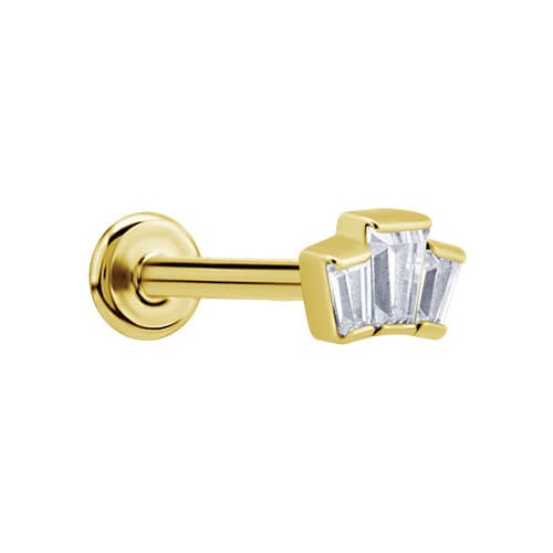 Koristeellinen labret-korvakoru - kultaa valkoisilla zirkoneilla - LGW-007 1.2/6