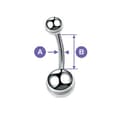 Miniatyrbillede 2 af 2: Titanium navlering med hvide zirkoner - TPP-002 1.6/10