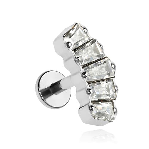 Titaaninen koristeellinen labret-korvakoru valkoisilla zirkoneilla - TGW-111 1.2/6