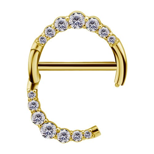 Kultainen nännisormus valkoisilla zirkoneilla - PREMIUM ZIRCON - S-012 1.6/14