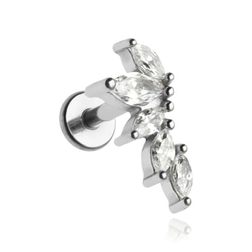 Labret øreringe med zirkoner - sølv højre - LGW-046 1.2/6