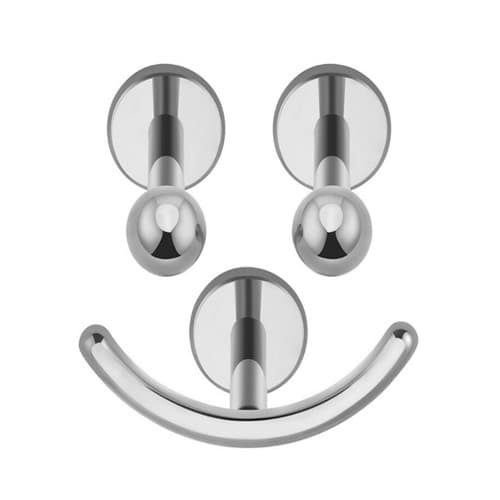 Titanium øreringe - 3 labrets ansigt - sølv - TGW-116 1,2/6