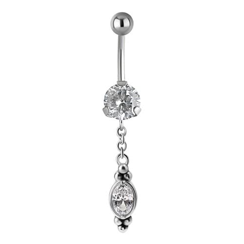 Navelpiercing med vita zirkoner - silver - KP-055 1.6/10