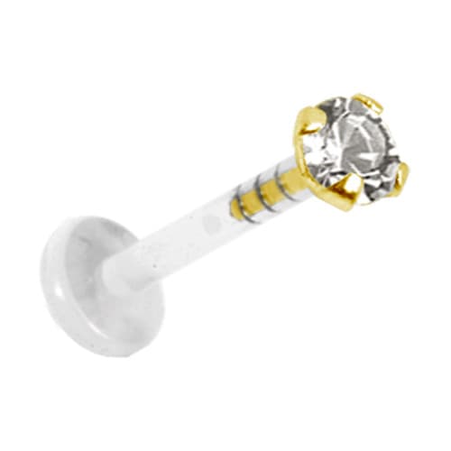 Labret-korvakoru 18K kultaa valkoisella Premium Zirkonia - GD18K-006 1.2/8/2