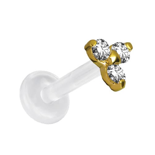 Labret-korvakoru 18K kultaa valkoisilla Premium-zirkoneilla - GD18K-007 1.2/8