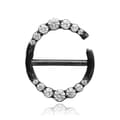 Miniatyrbillede 2 af 2: Sort nippelring med hvide zirkoner - PREMIUM ZIRCON - S-012 1.6/16