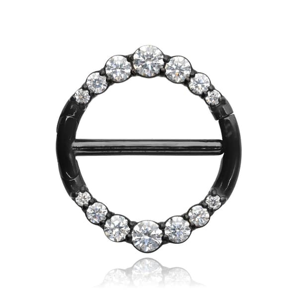 Musta nipparengas valkoisilla zirkoneilla - PREMIUM ZIRCON - S-012 1.6/16