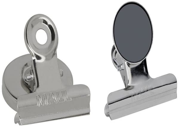 Maul - 2184096 - Magnetiska gem med skärmskydd, bredd 20 mm, 2 stycken, 43 x 40 mm, silver/metall