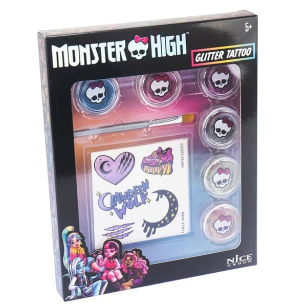 Trevlig grupp - 37013 - Monster High Glitter Tatuering Kit med Tatueringar och Glitterspray för Barn