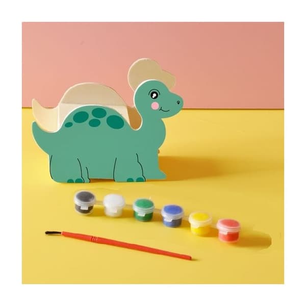 Dinosaurie spargris att måla med 6 krukor färg och pensel
