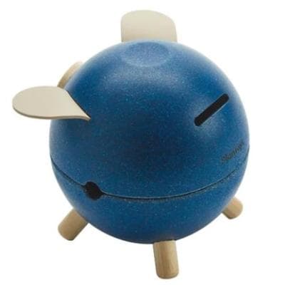 Spargris av trä från Plantoys - Blå