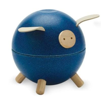 Spargris av trä från Plantoys - Blå