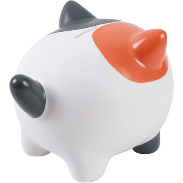Spargris - Katt - 19x17cm - Trikolor - Plast - Barn