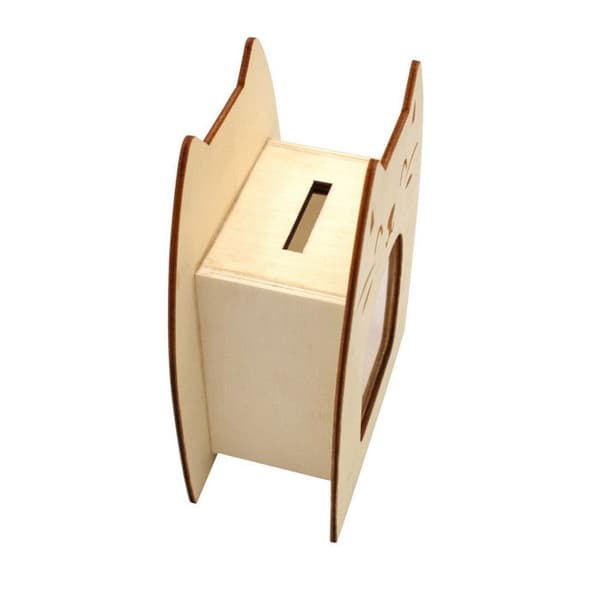Tirelire - CTOP - Chat - Naturligt trä - Anpassningsbar - 11 x 5 x 14 cm