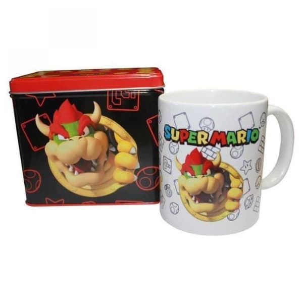 NINTENDO - BOWSER - Metallspargris 12 x 9 x 11 cm + mugg
