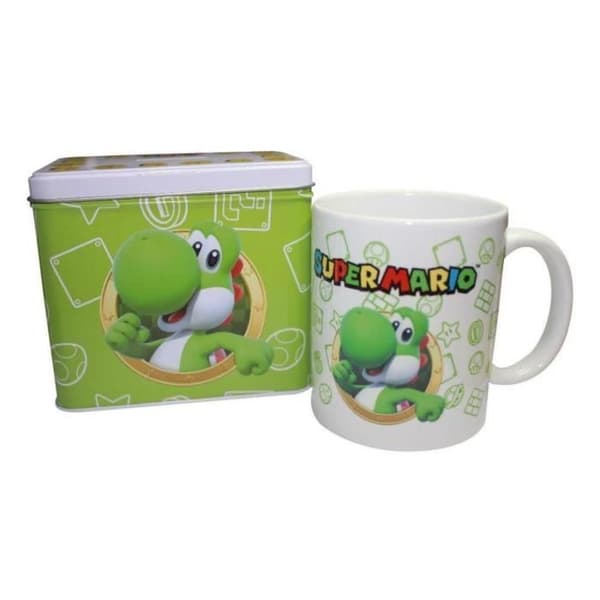 NINTENDO - YOSHI - Metallspargris 12 x 9 x 11 cm + mugg