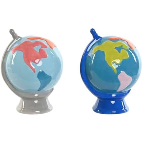 Spargris - HOME ESPRIT - Dolomite Globe - Flerfärgad - 13,5 x 14,5 x 19 cm - 2 enheter