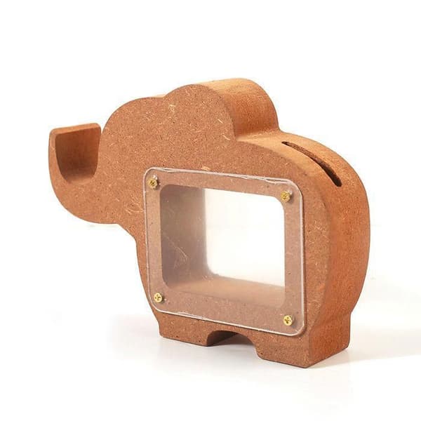 Spargris - Ej specificerat - Rektangulär - Transparent hyttventil - Trä - 15 x 11 x 3 cm
