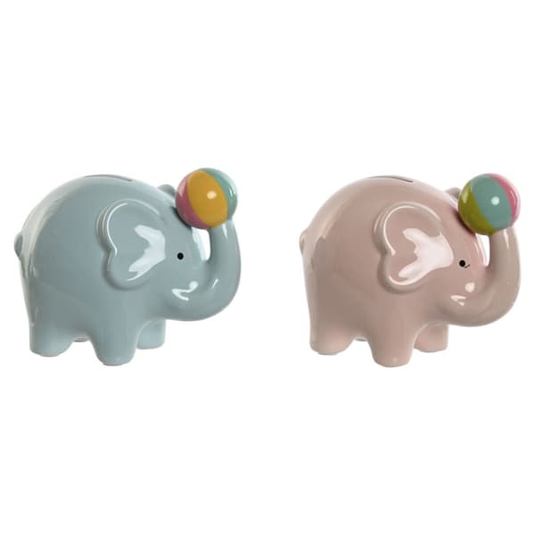 Sparegris Home ESPRIT Dolomite Elefant 17 x 11 x 14,5 cm (2 enheder)