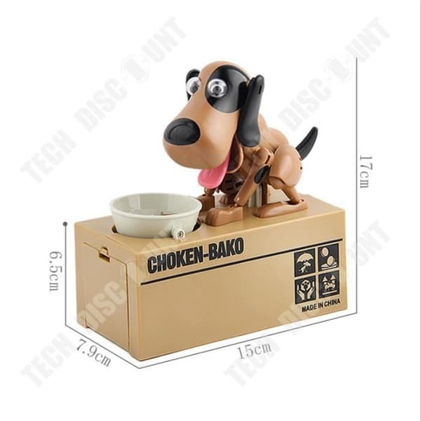 TD® Spargris - Myntbank Automatiserat hundstöld - Spargris Sparlåda Söt presentask - Lekfull Brun - Dubbelfunktion