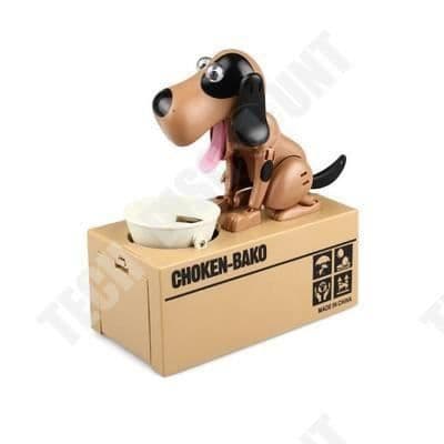 TD® Spargris - Myntbank Automatiserat hundstöld - Spargris Sparlåda Söt presentask - Lekfull Brun - Dubbelfunktion