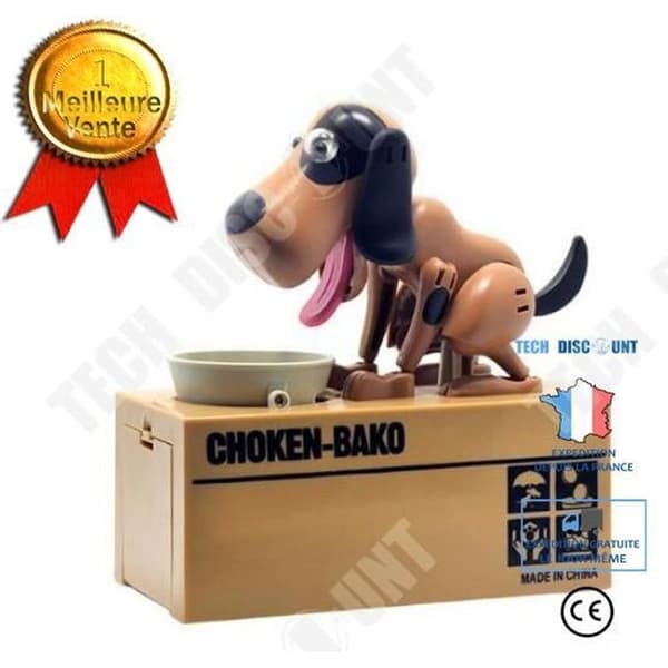 TD® Spargris - Myntbank Automatiserat hundstöld - Spargris Sparlåda Söt presentask - Lekfull Brun - Dubbelfunktion
