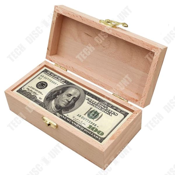 TD Money Storage Box Liten trä Lås Box Spargris Mynt Fack Pengar Clip
